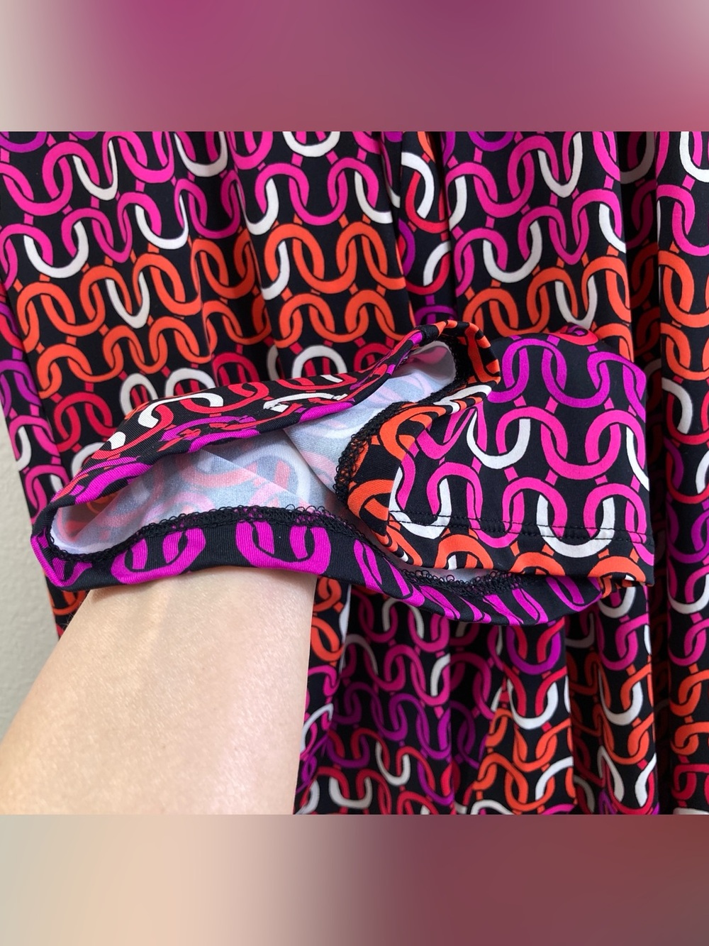 Trina Turk Echo Chain Print Swim & Spa Pants Wide Leg Fold Over Waist Size L - Picture 5 of 10